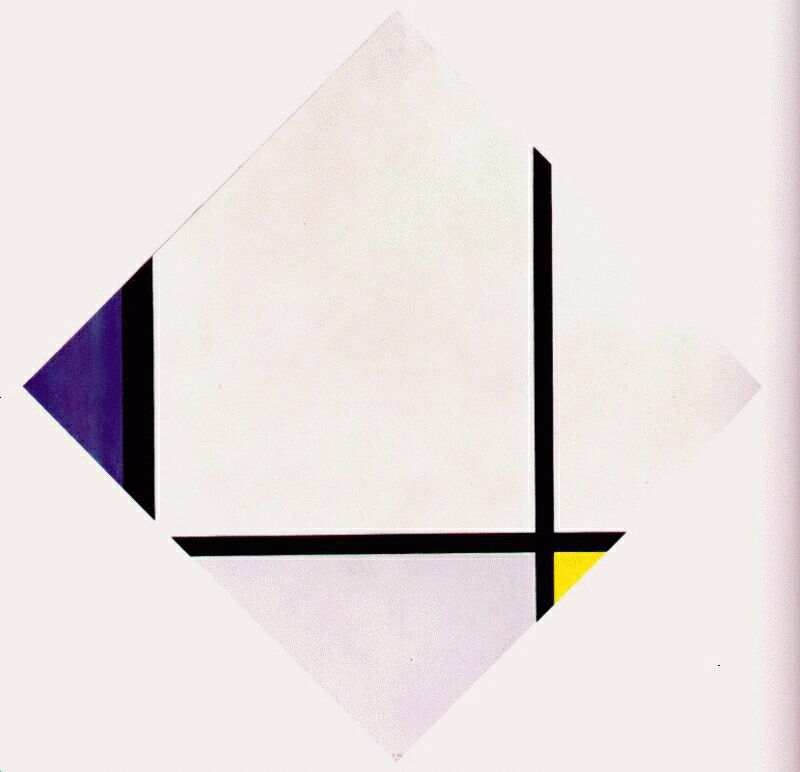 Lozenge Composition 3 Lines Blue Gray Yellow — Piet Mondrian