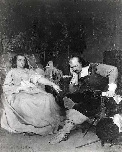 Oliver Cromwell And His Daughter, (painting) — Emanuel Gottlieb Leutze