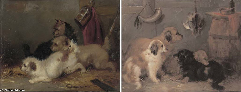 Terriers Ratting; And Spaniels In A Larder — George Armfield (smith)