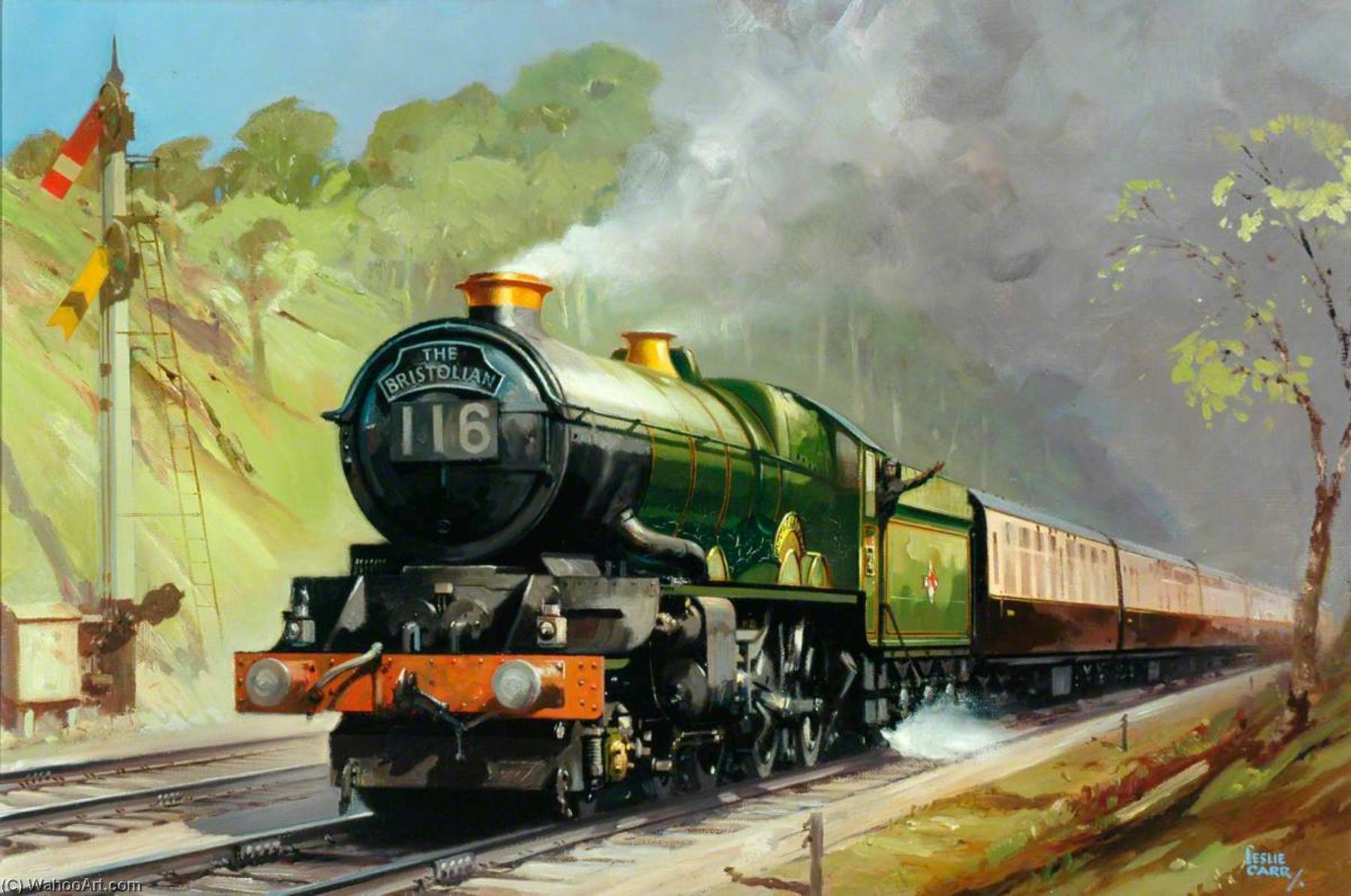 'the Bristolian', Hauled By King Class 4–6–2 Locomotive In Twyford Cutting — Leslie Carr