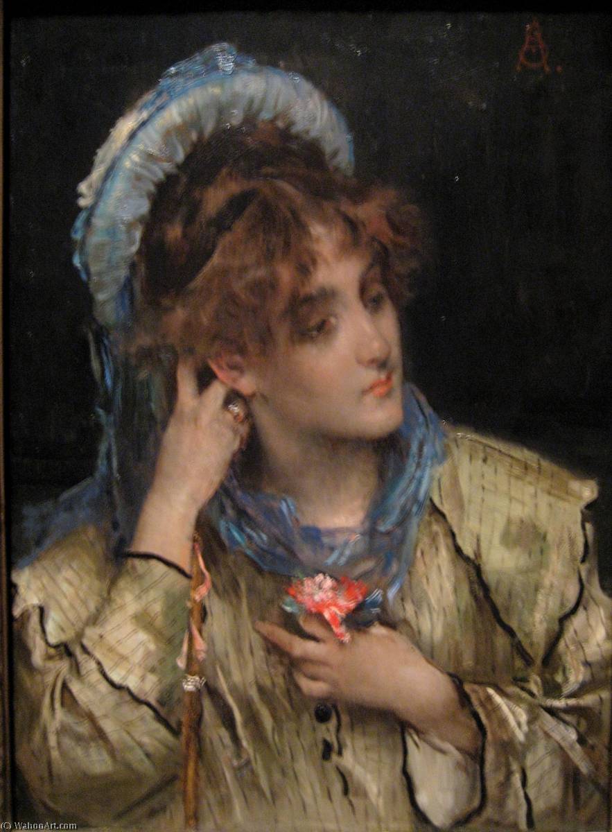 Girl Holding A Nosegay — Alfred Émile Léopold Stevens