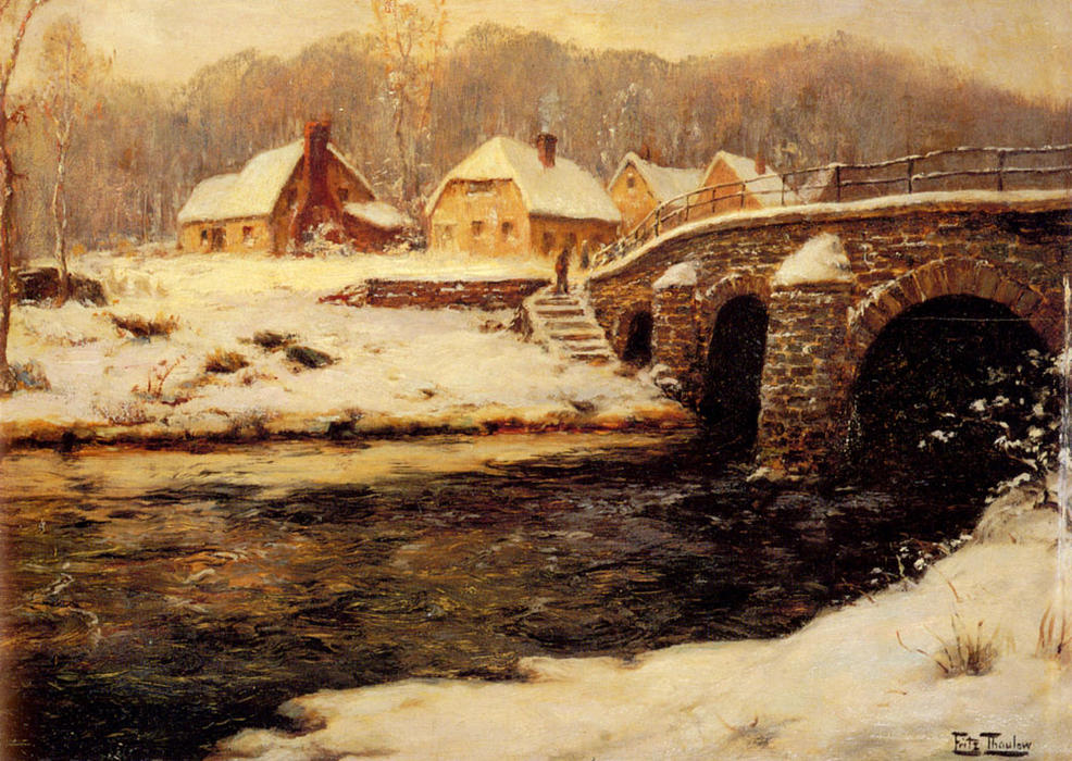 A Stone Bridge Over A Stream In Winter — Фриц Таулов