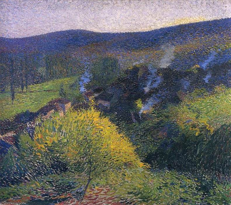 Les Chaumiers Au Soir — Henri Jean Guillaume Martin