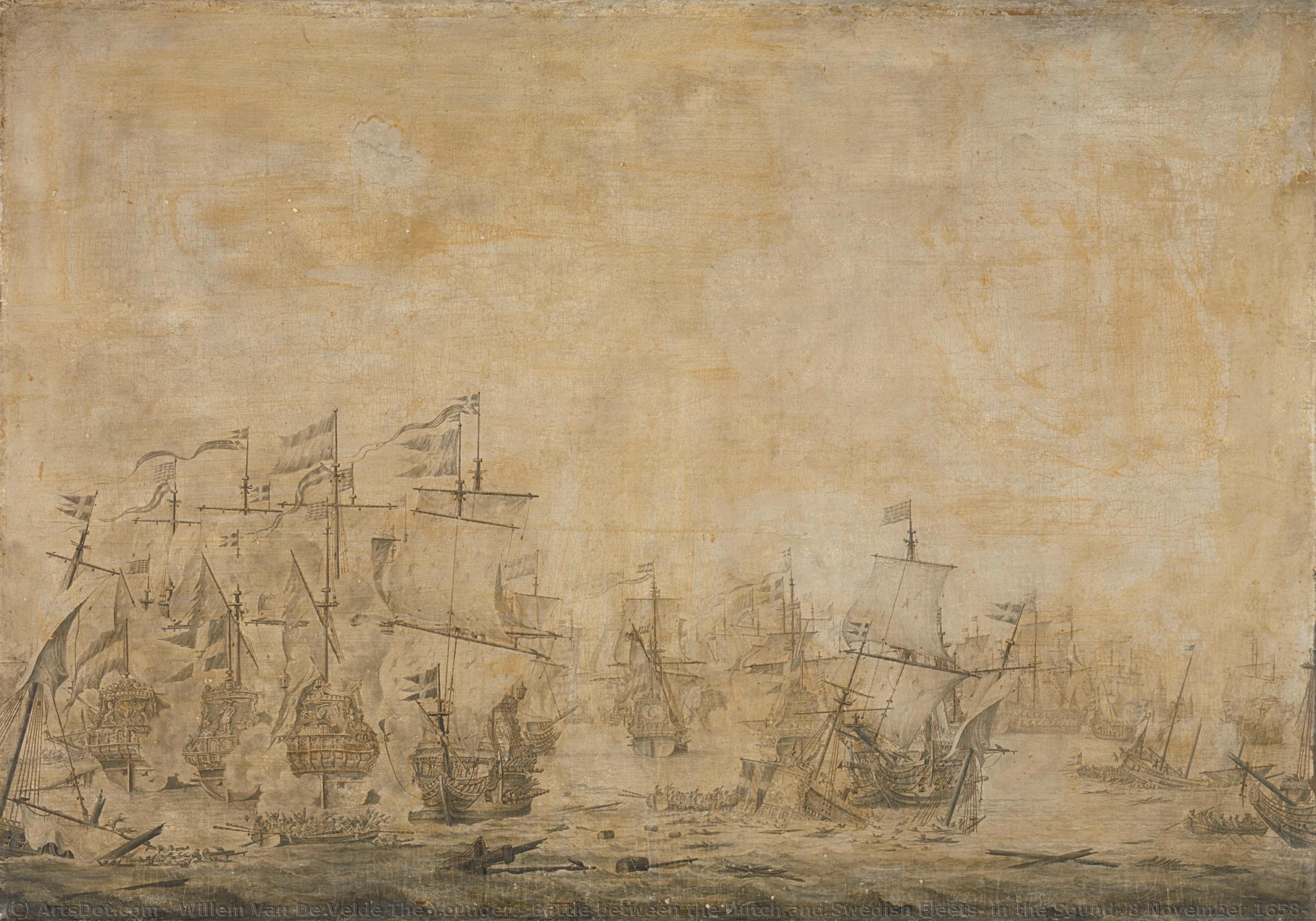 Battle Between The Dutch And Swedish Fleets, In The Sound, 8 November 1658, Willem Van De Velde (i) (attributed To), 1658 - 1693 — Willem Van De Velde The Younger