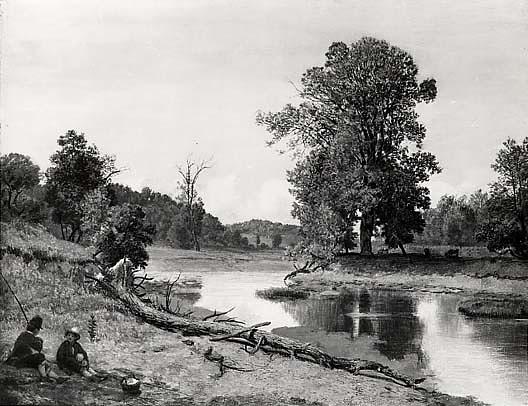 On The Banks Of A Stream, (painting) — Emanuel Gottlieb Leutze