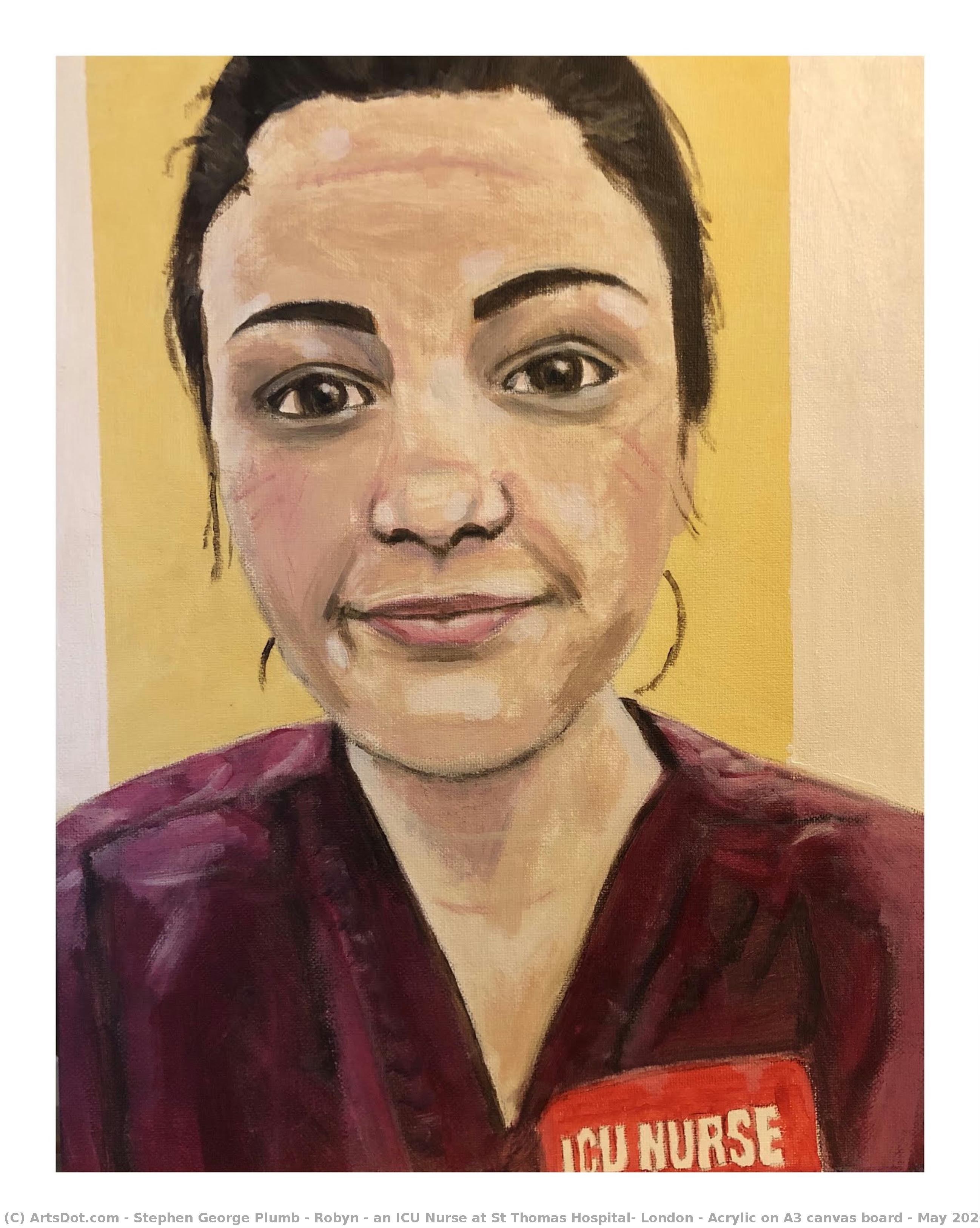 Robyn - An Icu Nurse At St Thomas Hospital, London - Acrylic On A3 Canvas Board - May 2020) — Stephen George Plumb