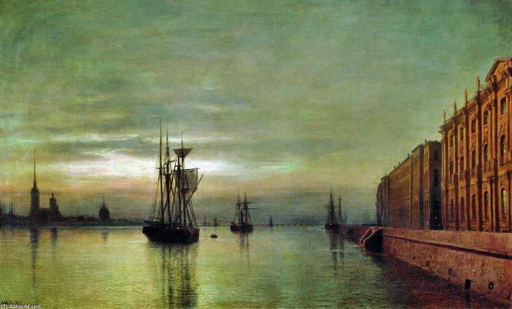 Neva At Night — Lef Feliksovich Lagorio
