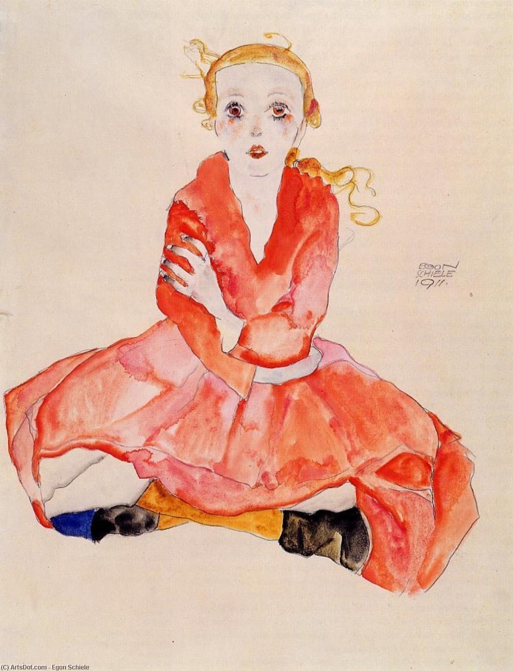 Seated Girl Facing Front — Егон Шиле