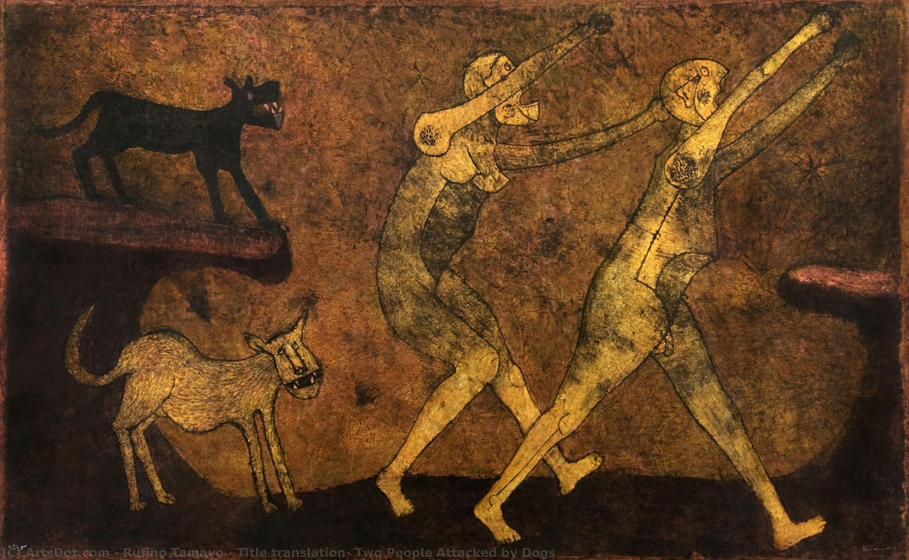 Title Translation: Two People Attacked By Dogs — Rufino Tamayo