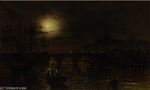 St. Paul's From The Thames By Moonlight — Wilfred Jenkins