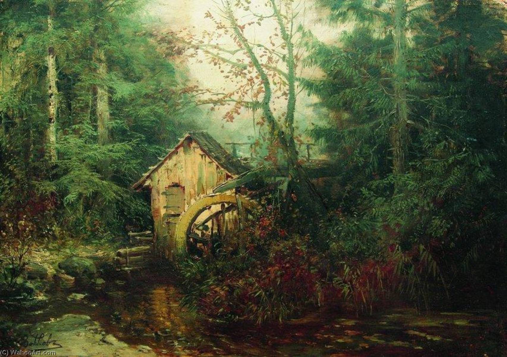 Forest Landscape With A Watermill — Efim Efimovich Volkov