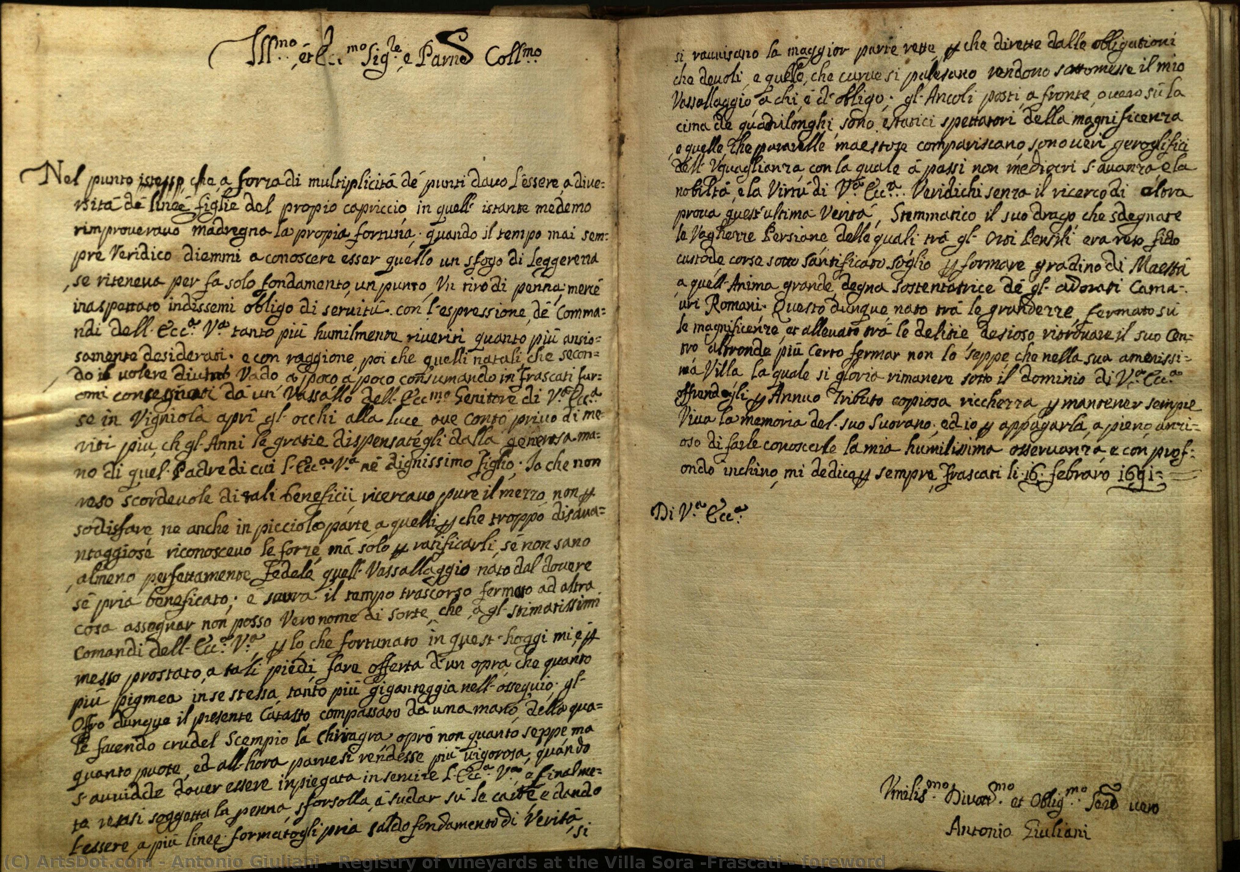 Registry Of Vineyards At The Villa Sora (frascati): Foreword — Antonio Giuliani