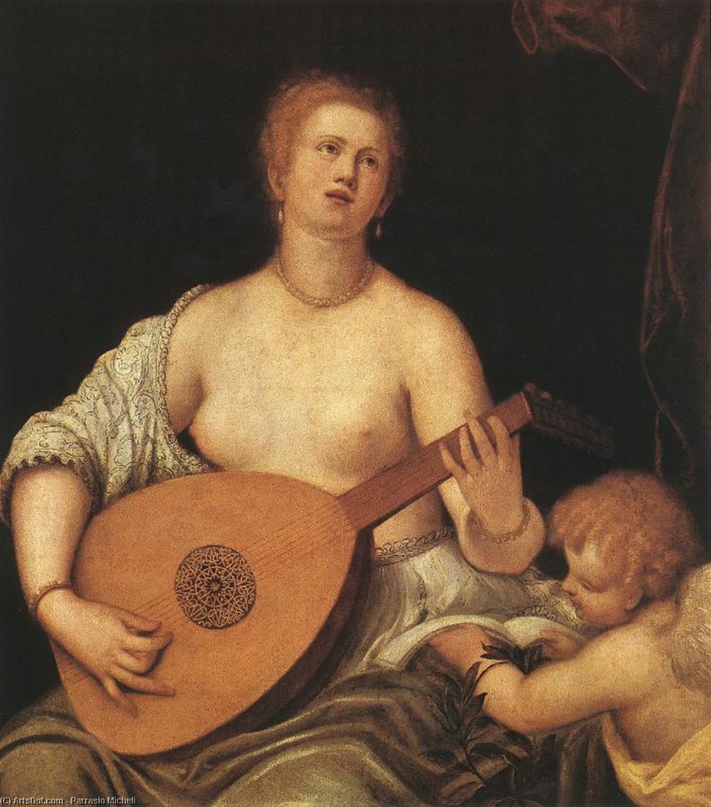 The Lute-playing Venus With Cupid — Parrasio Micheli
