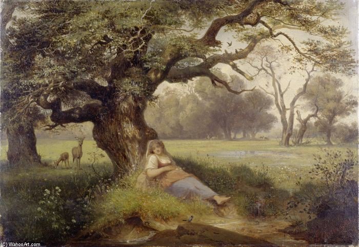 Landschaft Mit Schlafendem Mädchen — Эрнст Фердинанд Оэме