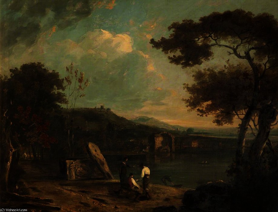 Italian Landscape (lake Avernus) With Figures — Richard Wilson