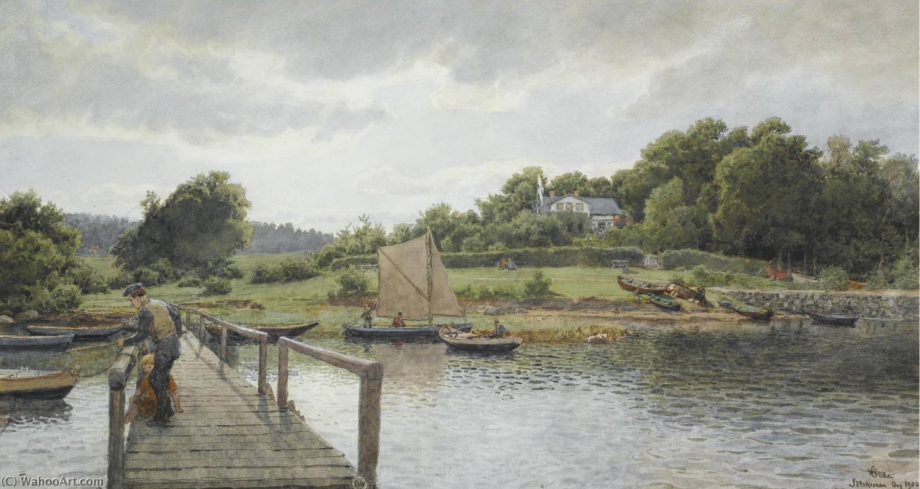 Fishing At Sølvkronen — Hans Fredrik Gude