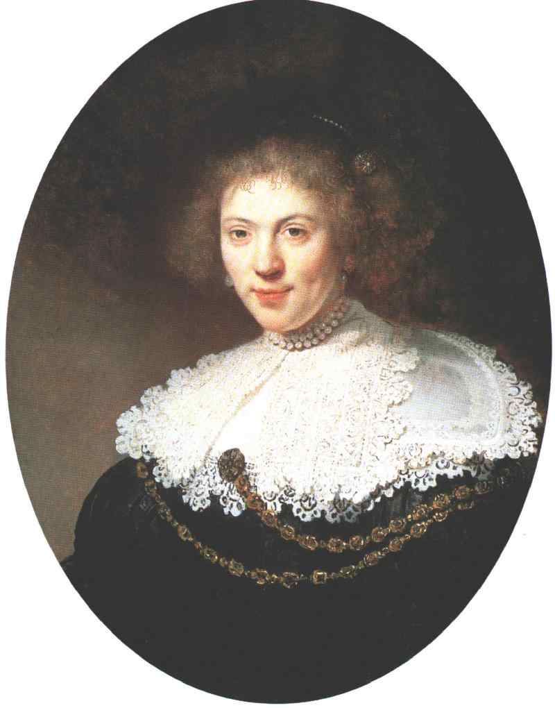 Porträt Einer Frau Mit Einer Goldkette — Rembrandt Van Rijn