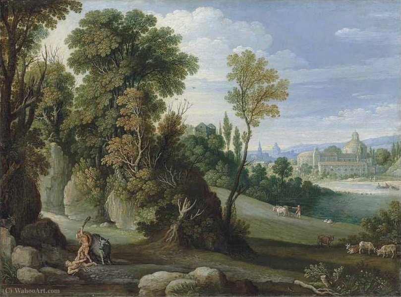 A Wooded Landscape With Hercules And Cacus — Maerten Ryckaert