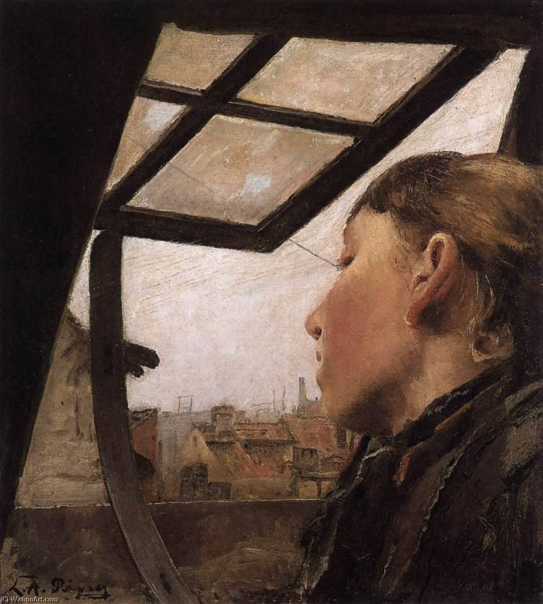 Girl Looking Out Of A Skylight — Laurits Andersen Ring