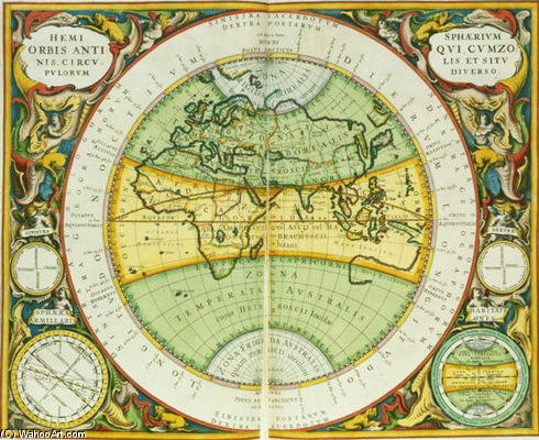 Ancient Hemispheres Of The World, Plate 94 From 'the Celestial Atlas — Andreas Cellarius