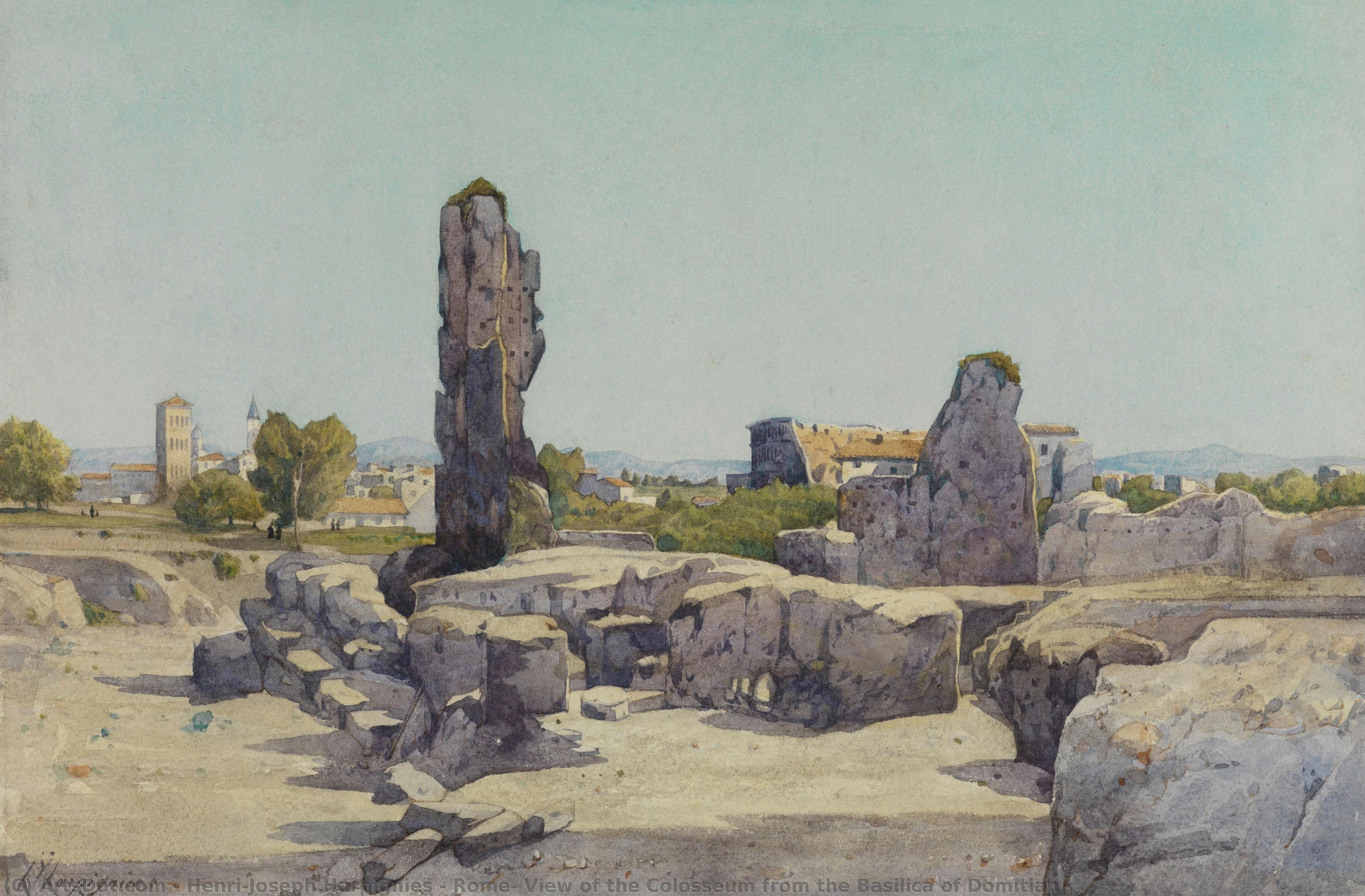 Rome, View Of The Colosseum From The Basilica Of Domitian — Henri-joseph Harpignies