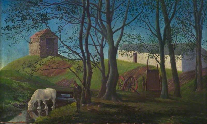 A White Horse Drinking From A Stream — Sine Mackinnon