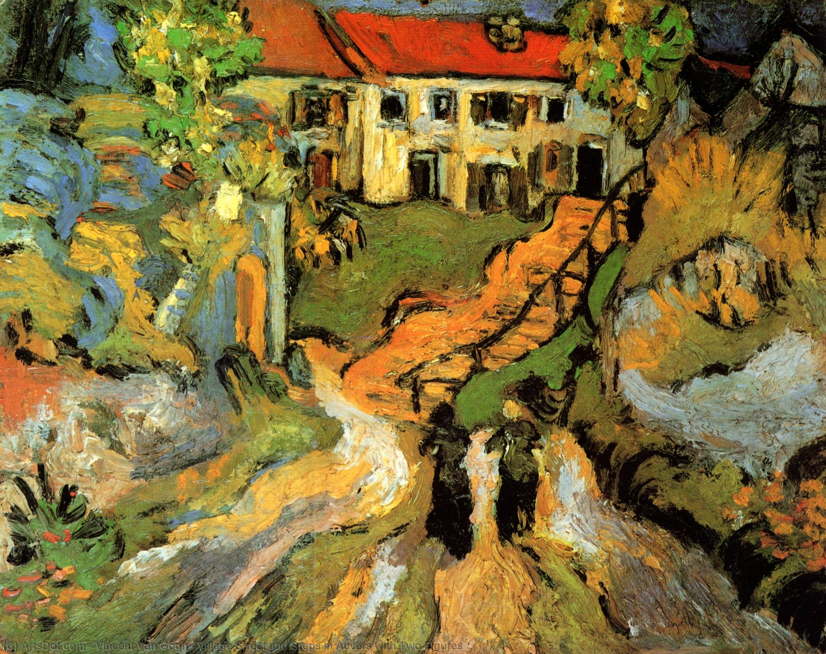 Village Street And Steps In Auvers With Two Figures — Vincent Willem Van Gogh