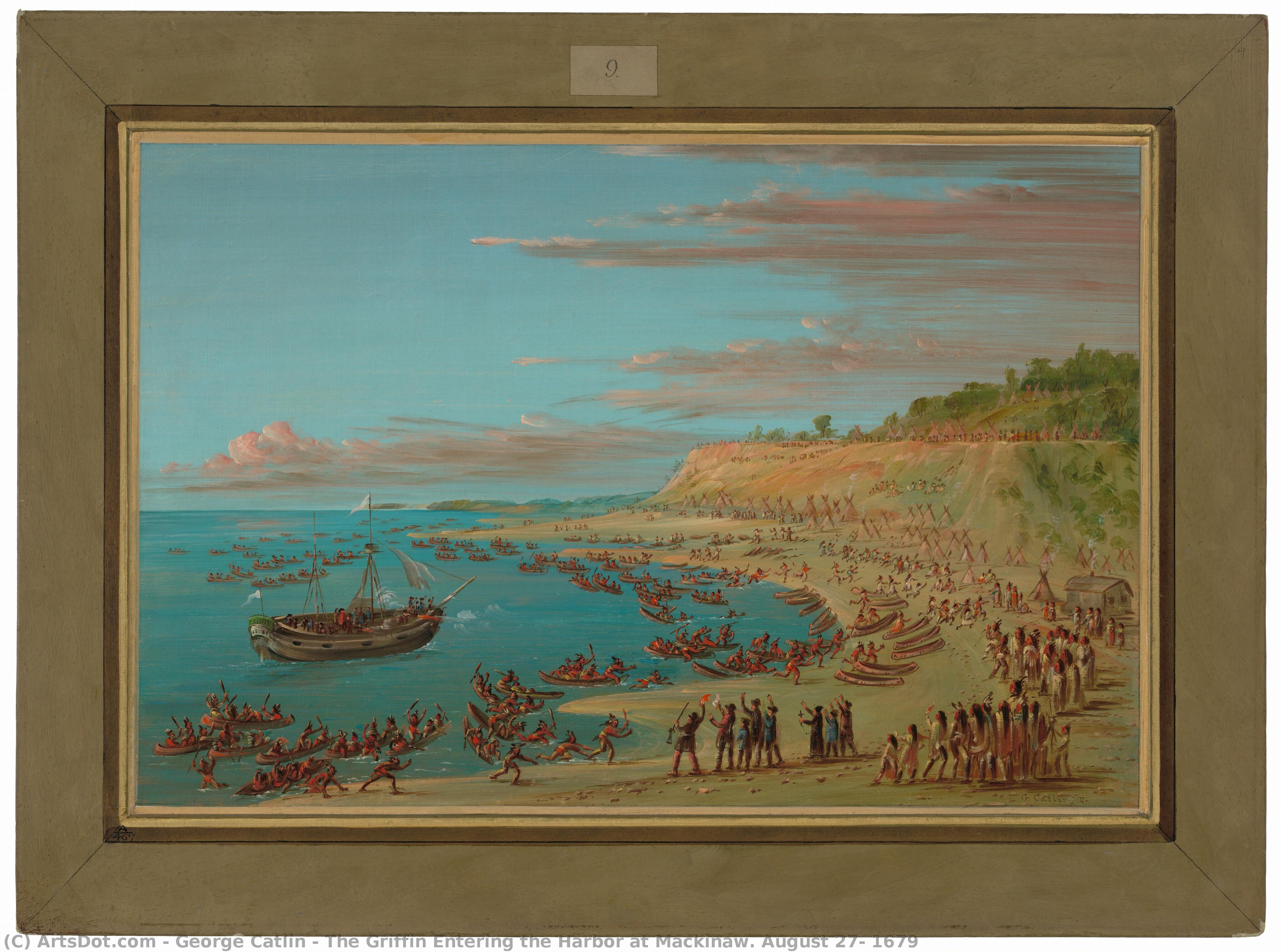 The Griffin Entering The Harbor At Mackinaw. August 27, 1679 — George Catlin