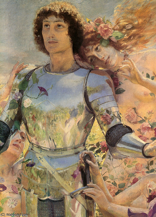 The Knight Of The Flowers Detail Left — Georges Antoine Rochegrosse