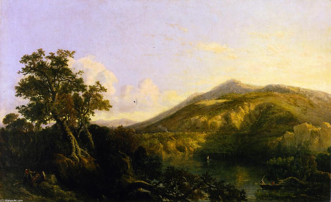 Sun Rise, August Morning, View Of The Lake Of Albano (near Rome) — George Loring Brown