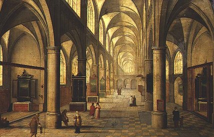 Interior Of Cathedral With Figures — Pieter The Elder Neeffs