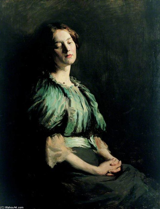 Portrait Of A Girl Wearing A Green Dress — Sir William Newenham Montague Orpen