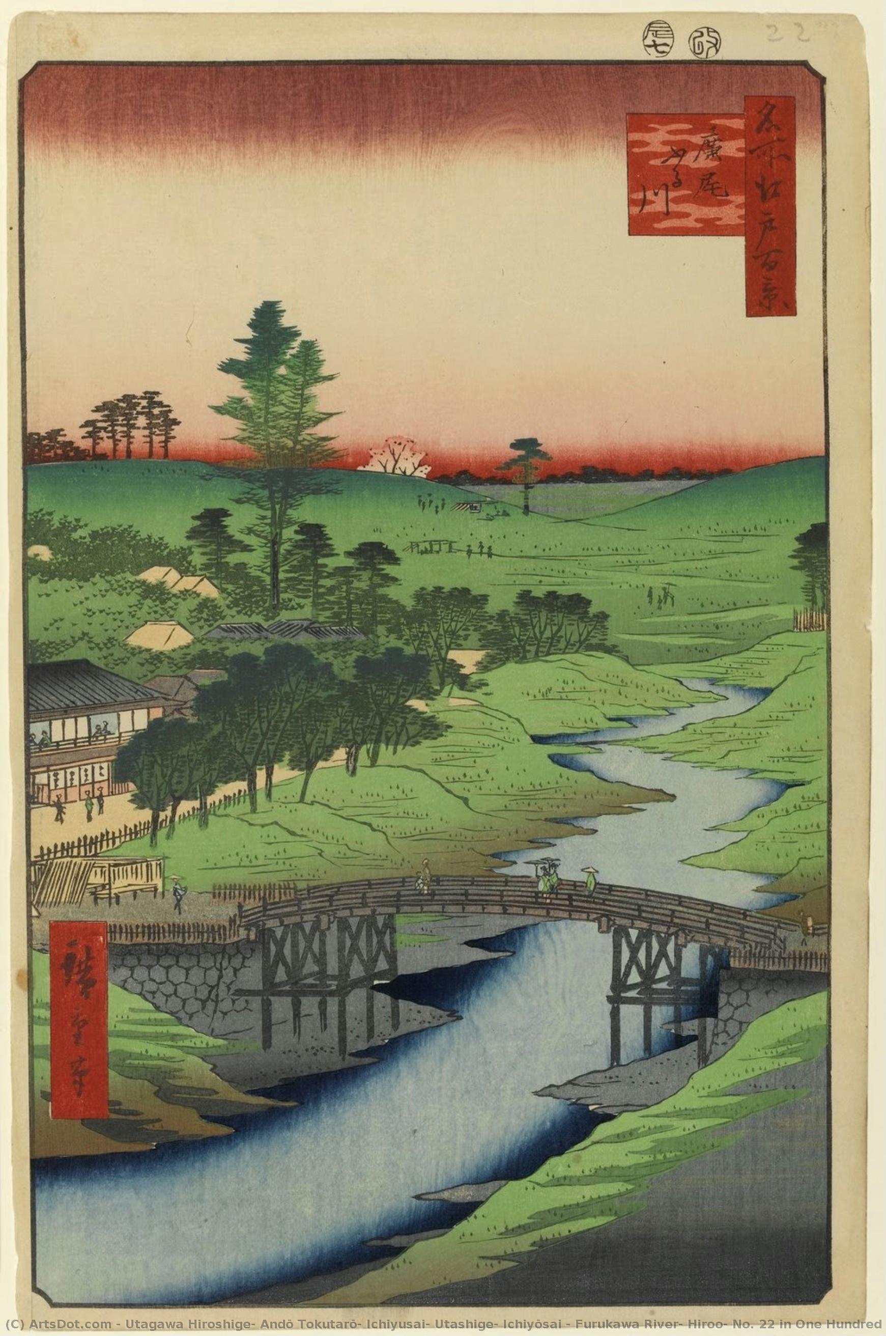 Furukawa River, Hiroo, No. 22 In One Hundred Famous Views Of Edo — Utagawa Hiroshige, Andō Tokutarō, Ichiyusai, Utashige, Ichiyōsai