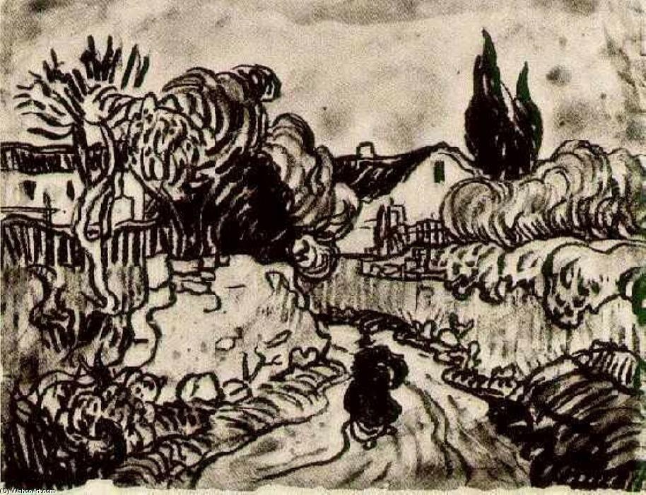 Landscape With Houses Among Trees And A Figure — Vincent Willem Van Gogh
