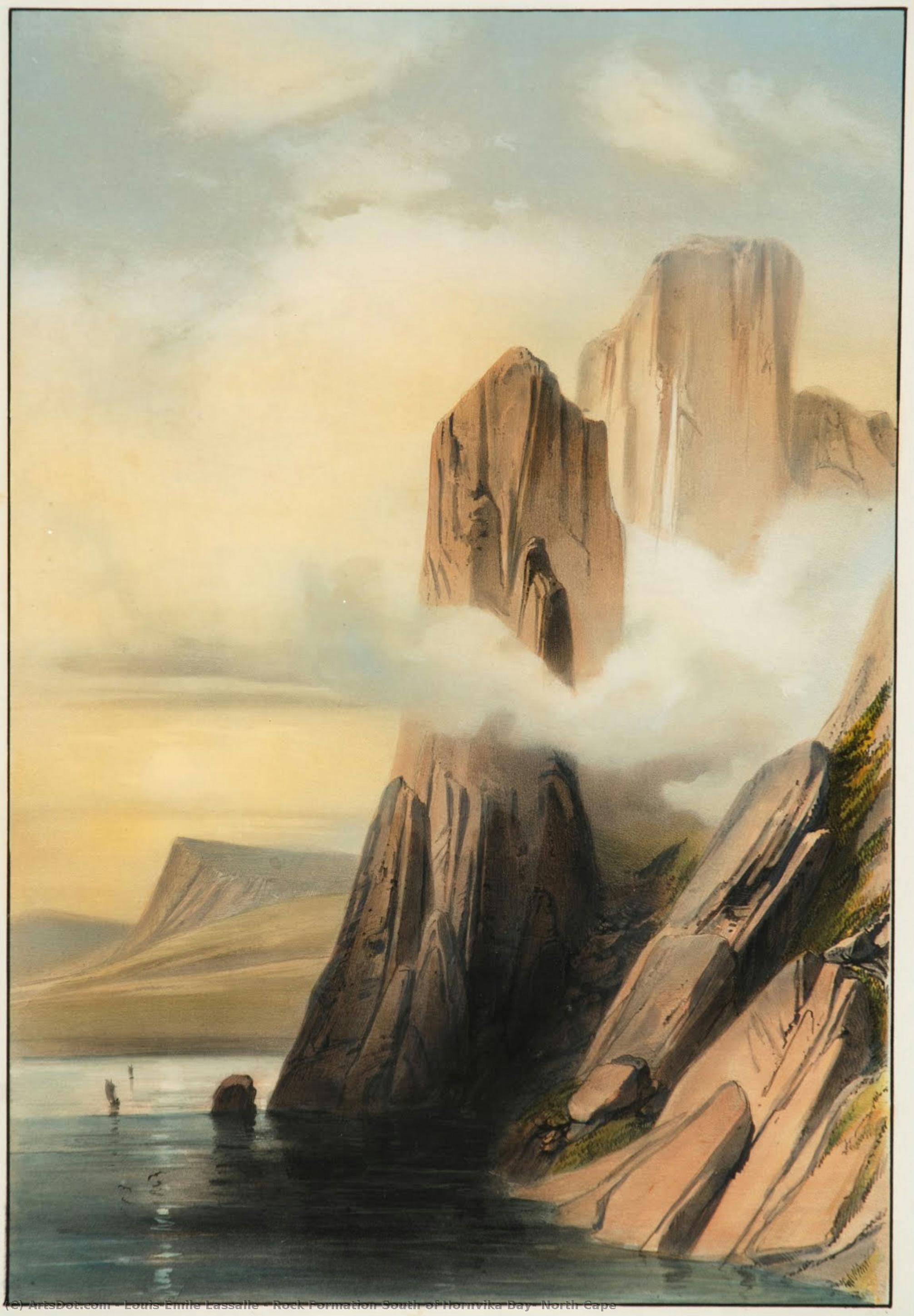 Rock Formation South Of Hornvika Bay, North Cape — Louis-émile Lassalle