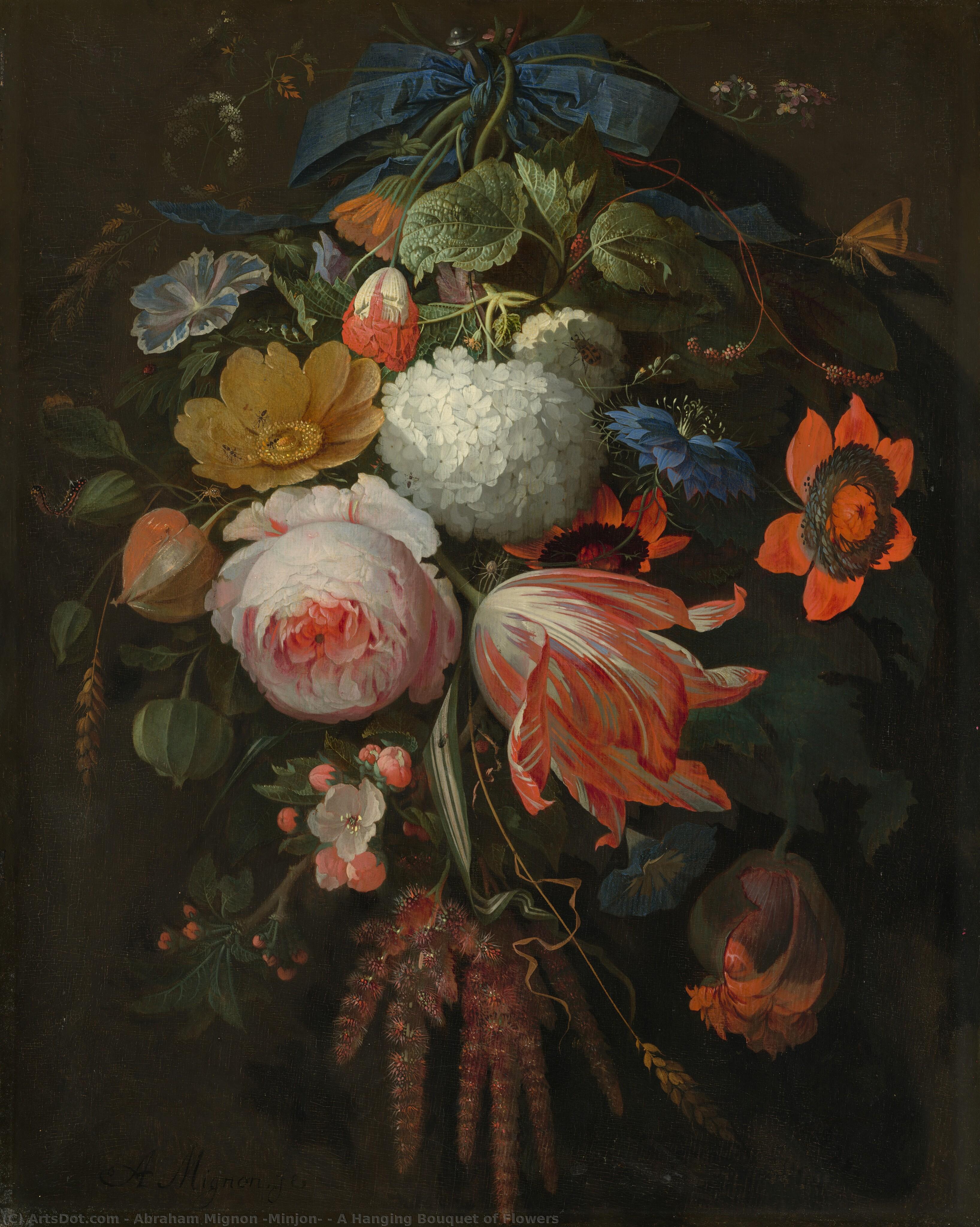 A Hanging Bouquet Of Flowers — Abraham Mignon (minjon)