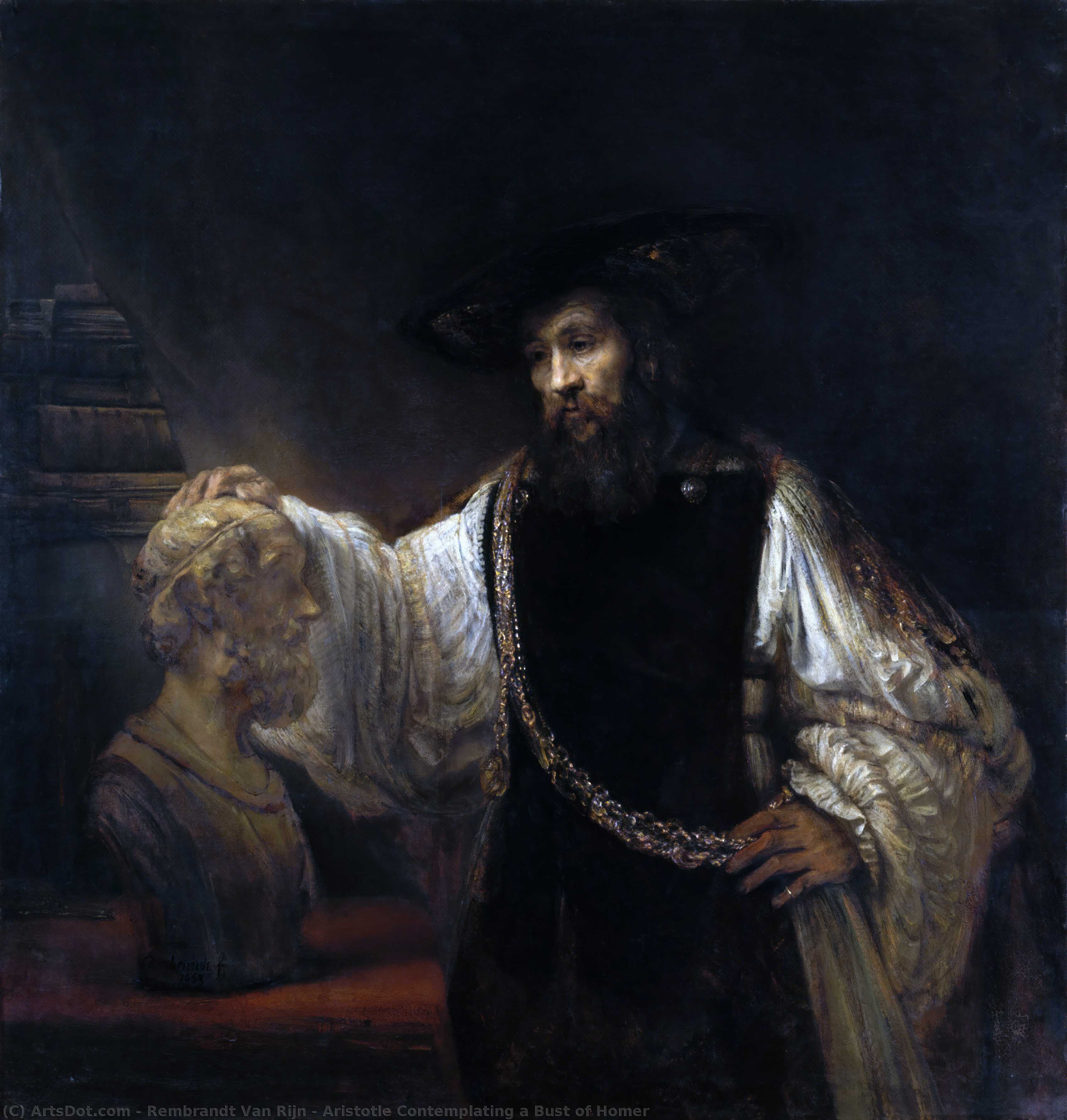 Aristotle Contemplating A Bust Of Homer — Rembrandt Van Rijn