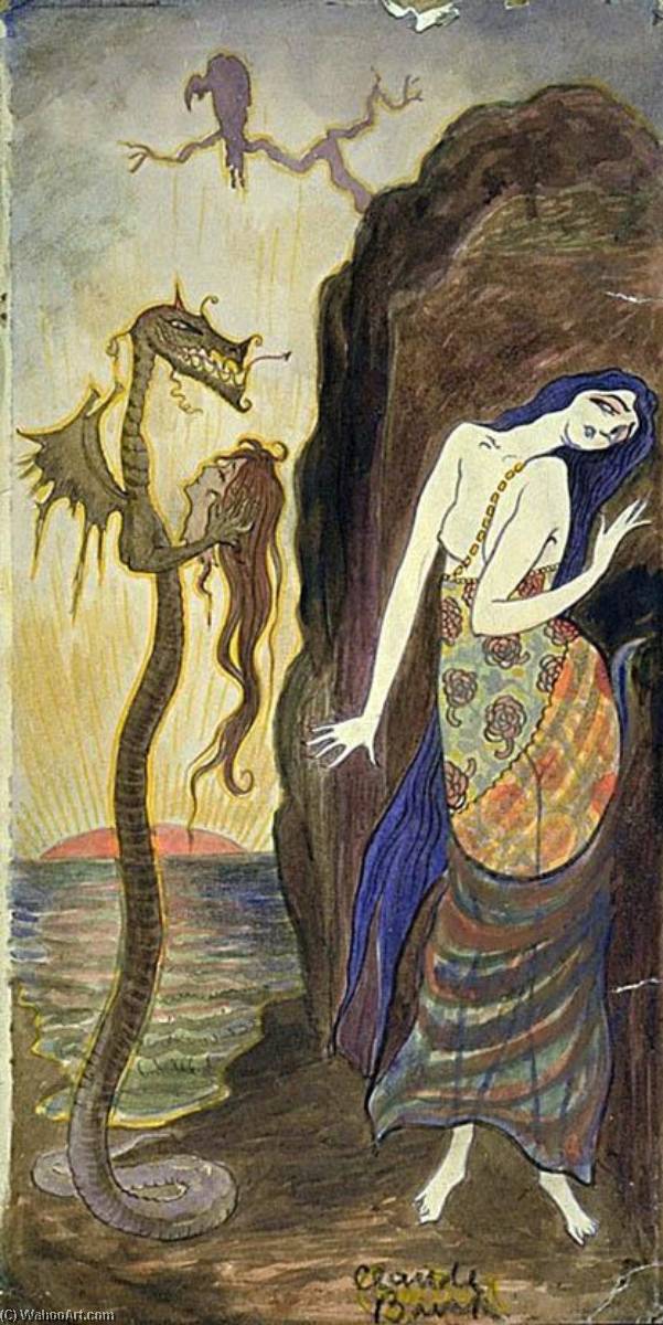 Fantasy Serpent And Maiden — Claude Buck