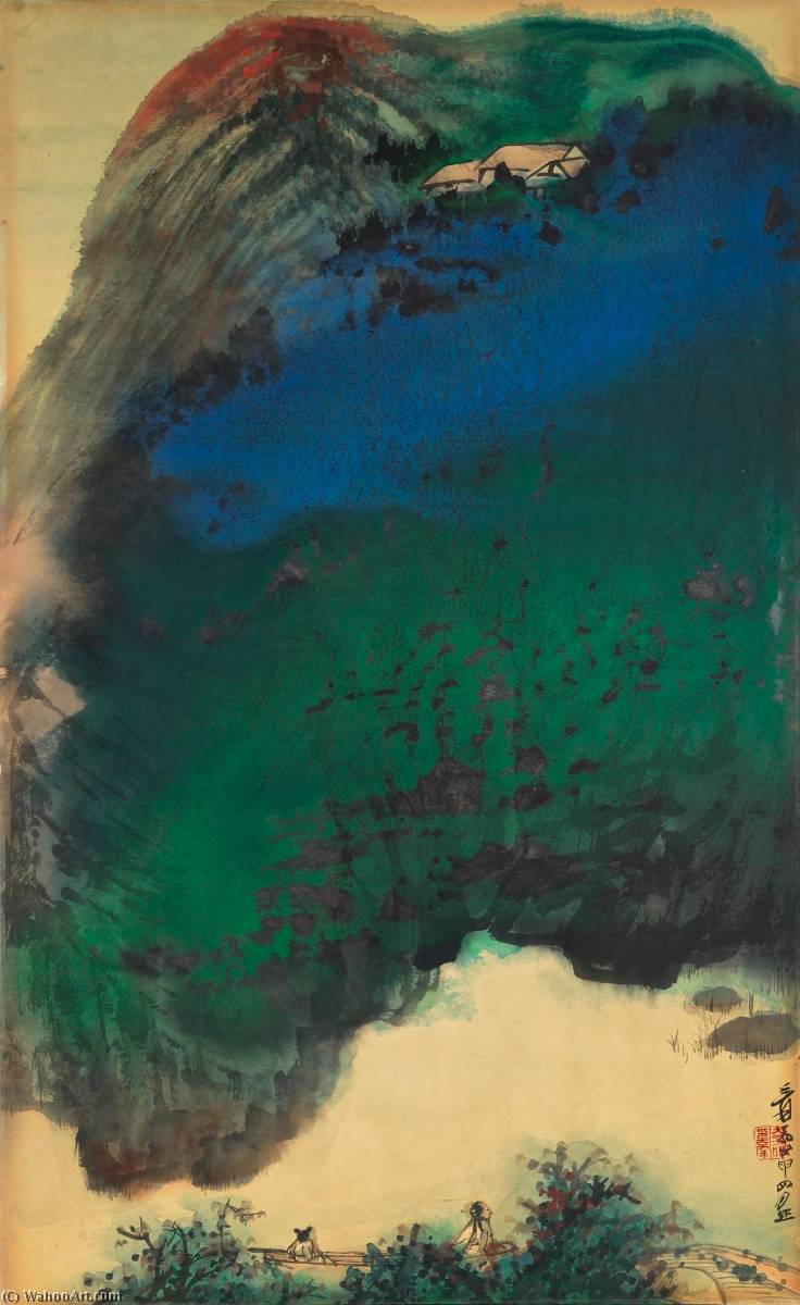 Landscape In Afterglow — 張大千