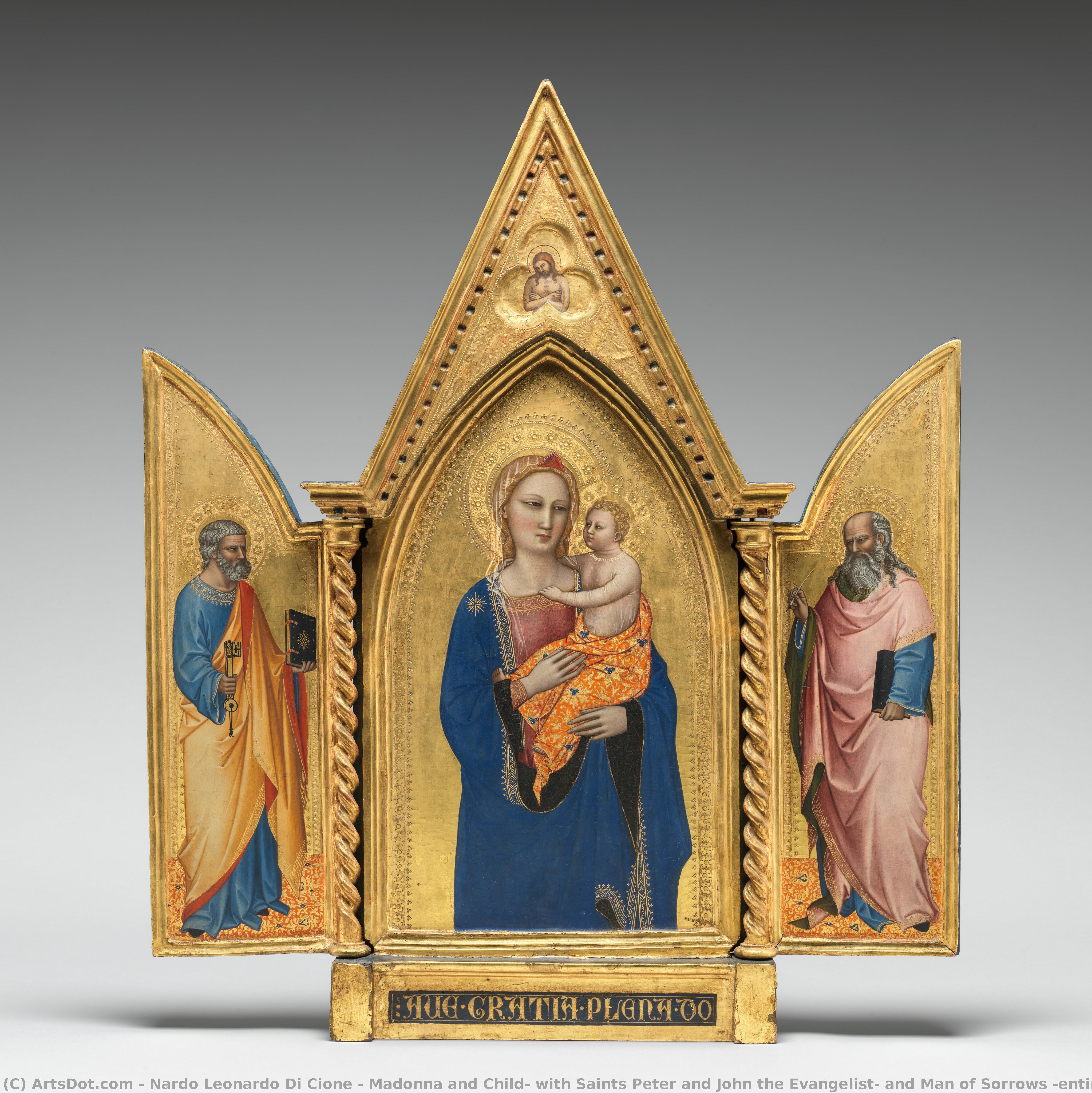 Madonna And Child, With Saints Peter And John The Evangelist, And Man Of Sorrows [entire Triptych] — Nardo Leonardo Di Cione