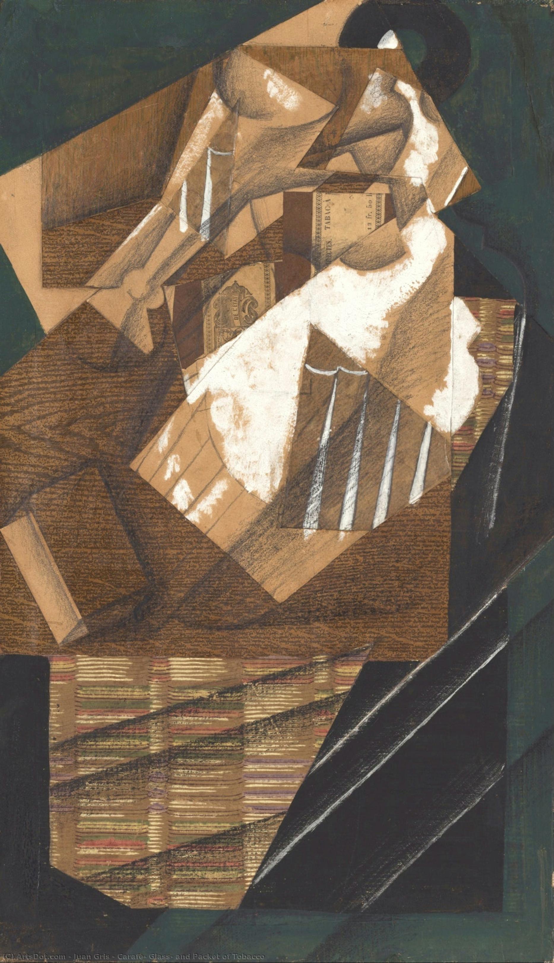Carafe, Glass, And Packet Of Tobacco — Juan Gris