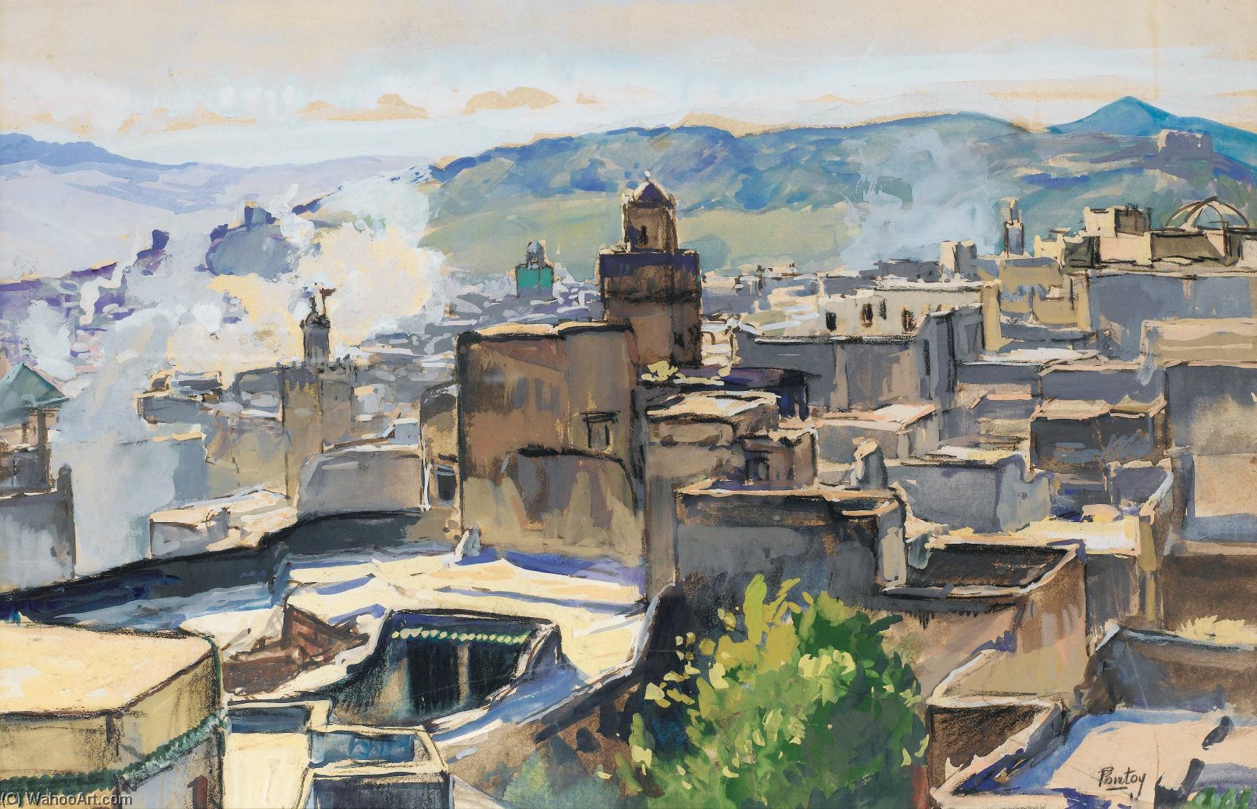 Vue Des Toits De Fez, Maroc — Henri Jean Pontoy