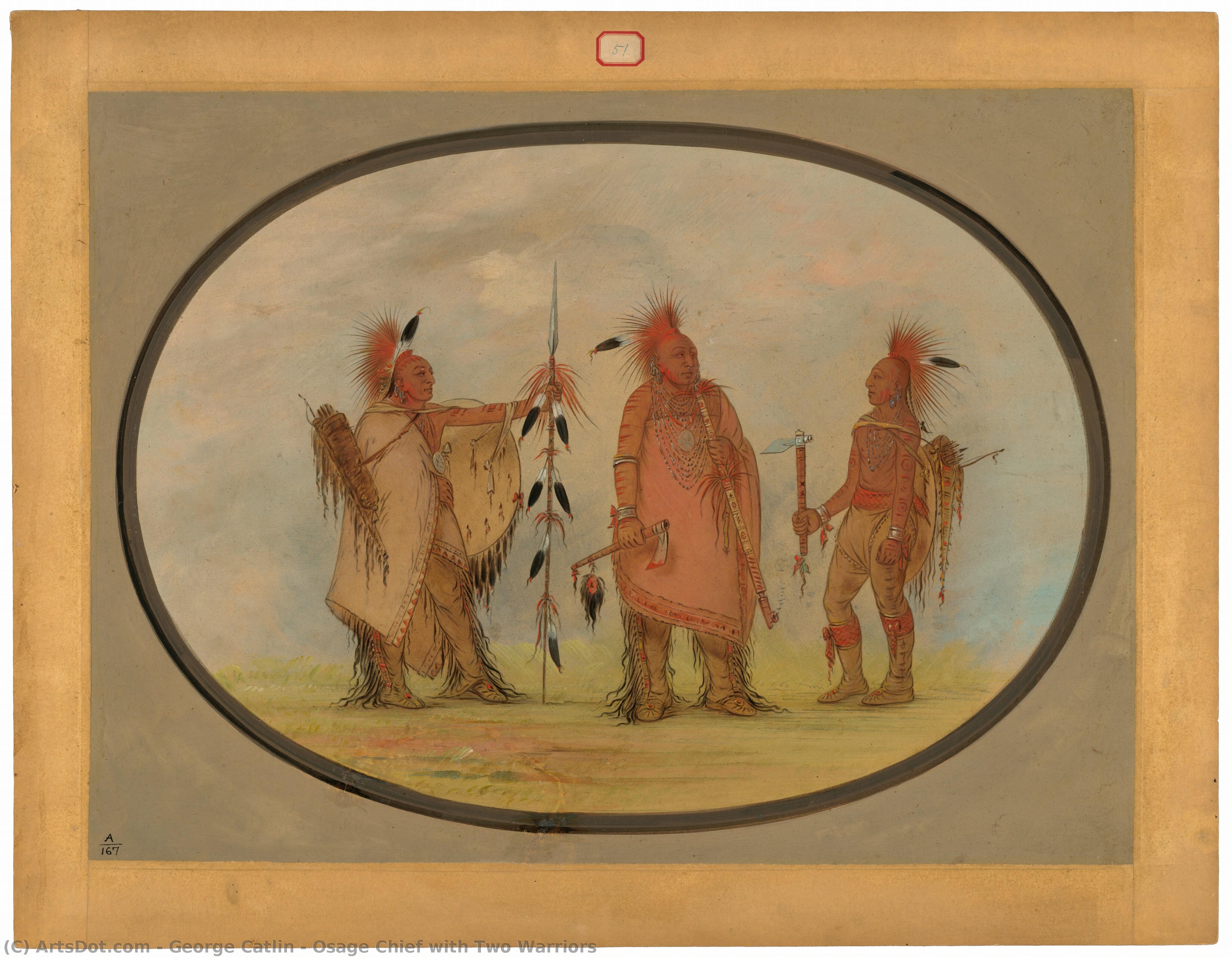 Osage Chief With Two Warriors — ジョージ・キャットリン