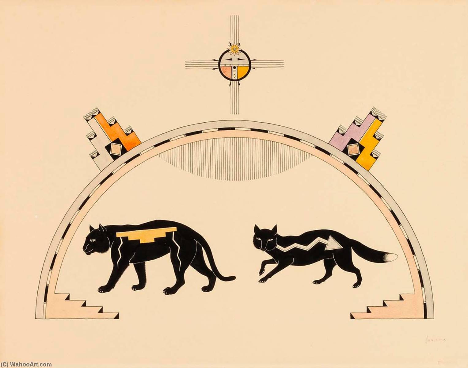 Black Mountain Lion And Black Fox — Awa Tsireh
