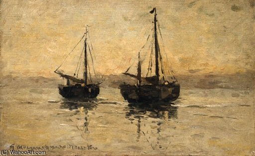 Bomschuiten On The Beach At Low Tide — Gerhard Morgenstjerne Munthe