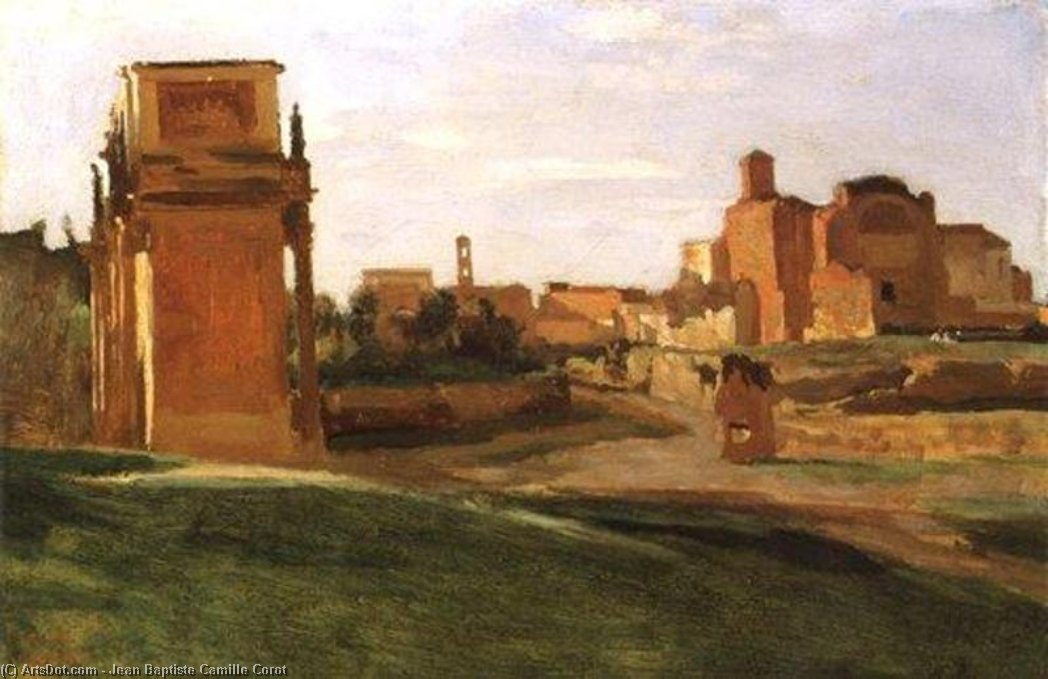 The Arch Of Constantine And The Forum, Rome — Jean-baptiste-camille Corot