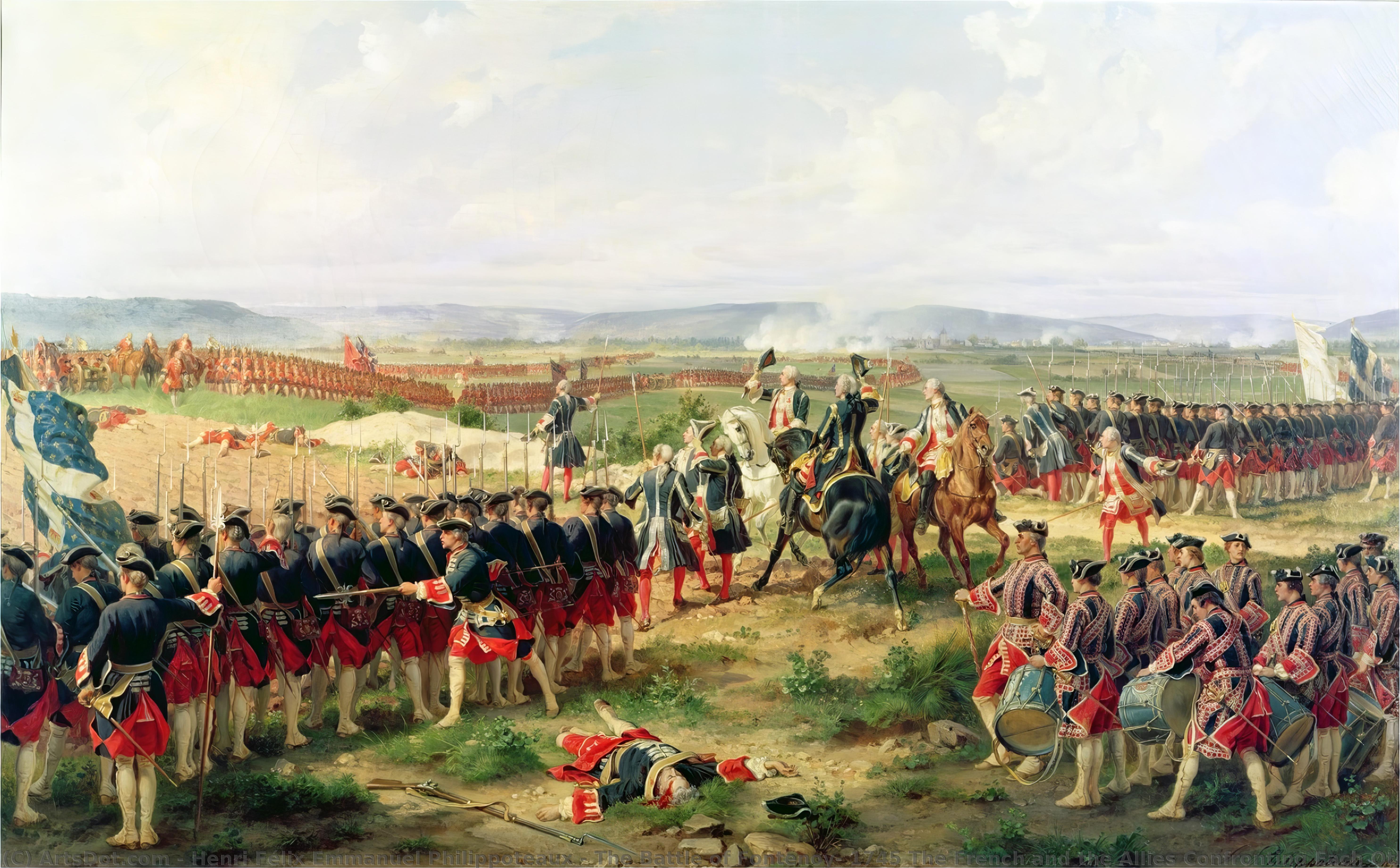 The Battle Of Fontenoy, 1745 The French And The Allies Confronting Each Other — Henri Félix Emmanuel Philippoteaux