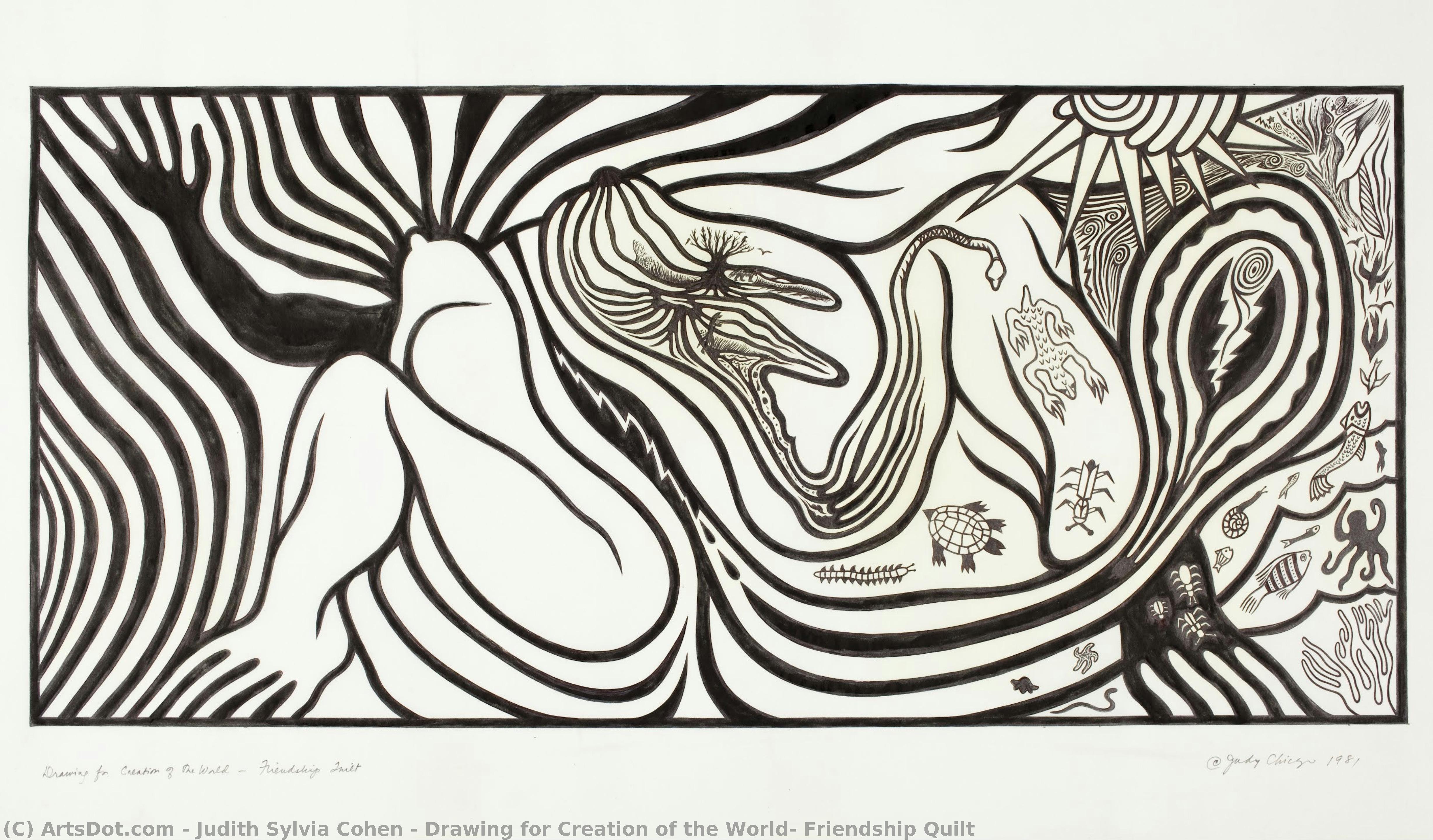 Drawing For Creation Of The World, Friendship Quilt — Judith Sylvia Cohen