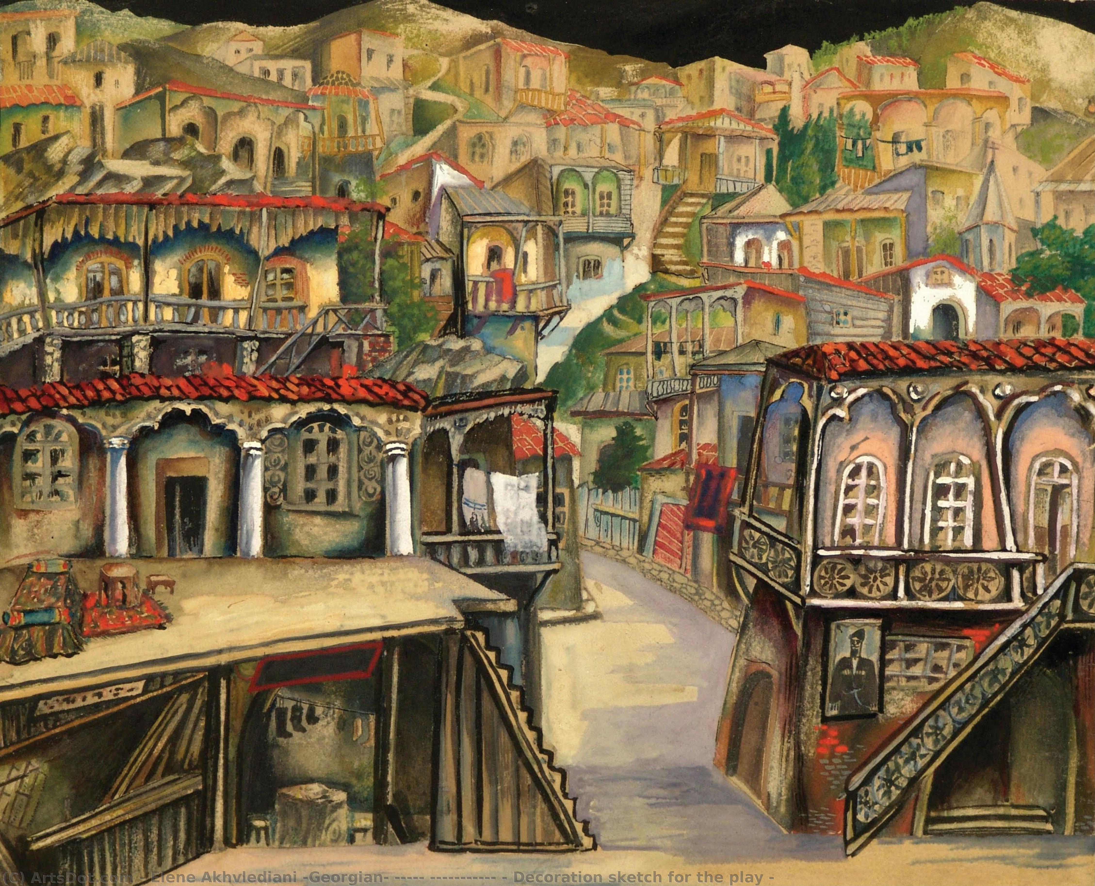 Decoration Sketch For The Play — Elene Akhvlediani (georgian: ელენე ახვლედიანი)