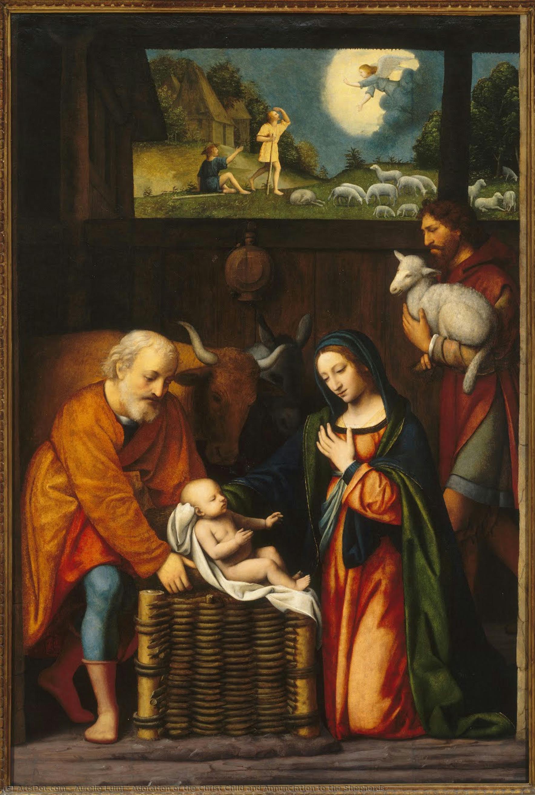 Adoration Of The Christ Child And Annunciation To The Shepherds — Aurelio Luini